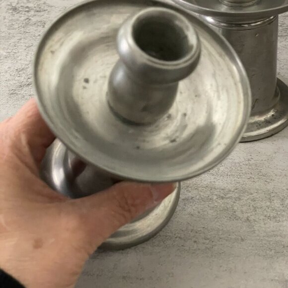 Gerotin Danish Vintage Mid Century Modern Pewter 5.5" Candlestick Holders Set/2 - Picture 7 of 9